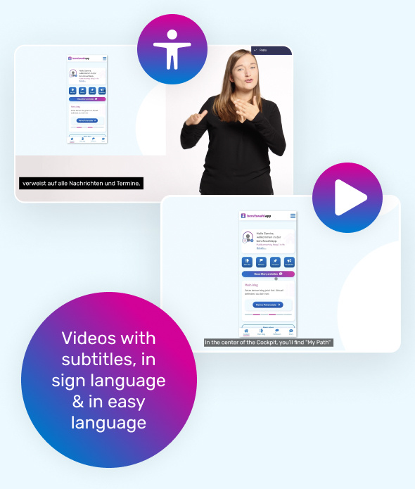 Two video previews show accessible explanatory videos of the 