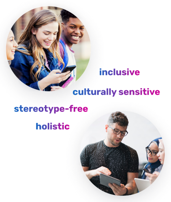 The app should be inclusive, culturally sensitive, free from stereotypes, and holistic.