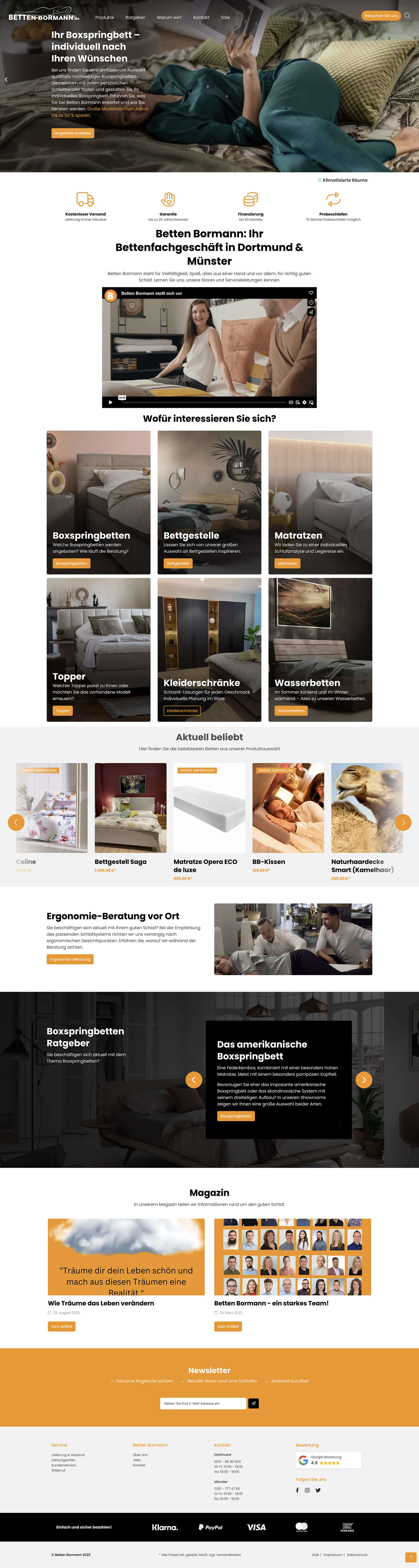 Website Preview | Betten Bormann Website Relaunch | Customer Project | Digital Agency SUNZINET