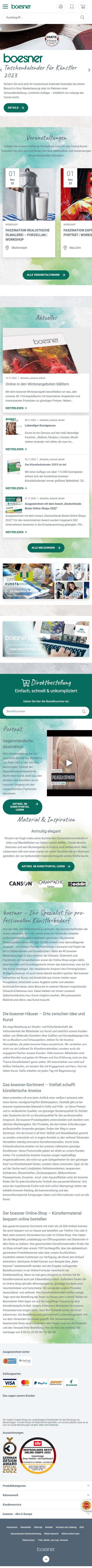 Die gesamte Boesner Webseite im mobilen Format.