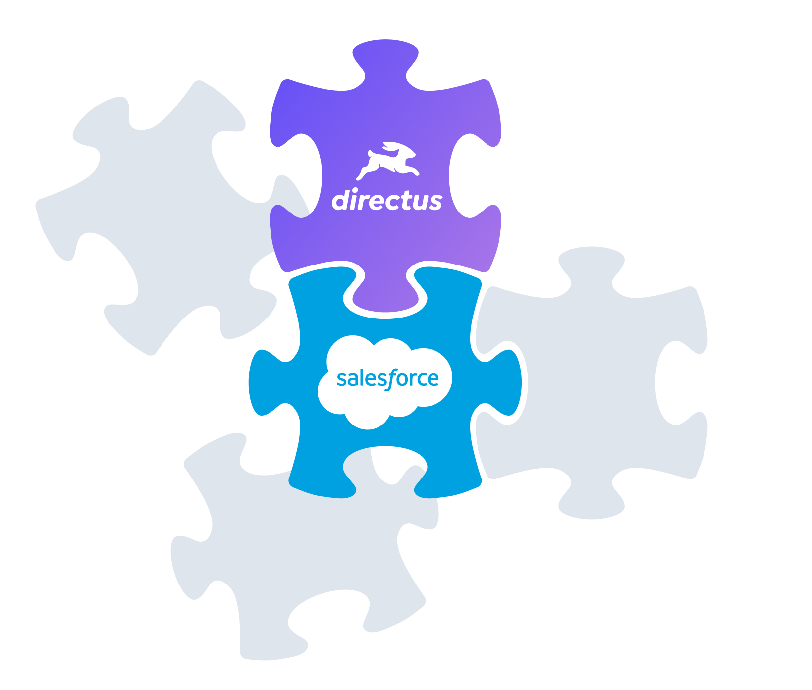 Graphic showcasing puzzle pieces representing two technologies used in the project: Directus and Salesforce. | legacy system modernization SUNZINET