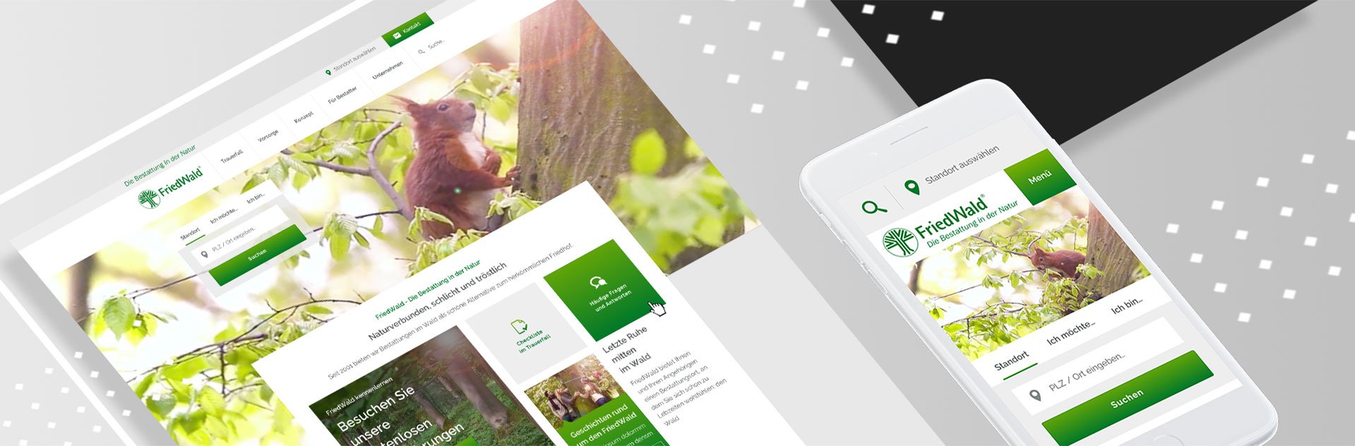 Die Friedwald Website als mobile Version und für den Desktop