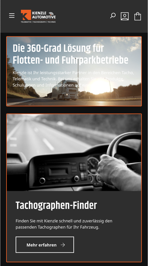 Kienzle Customer portal development - B2B E-commerce Agency for automotive industry SUNZINET