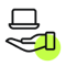 eine Hand, die einen Laptop hält, wobei die Hand und der Laptop durch einen grünen Akzent hervorgehoben werden. Dieses Symbol steht wahrscheinlich für digitale Dienstleistungen, Unterstützung oder Hilfe im Zusammenhang mit Technologie und Computern und hebt die Bereitstellung oder den Erhalt von technischen Lösungen hervor. | innovationskultur SUNZINET
