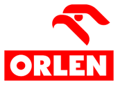 Logo des Unternehmens ORLEN, gestaltet in Rot und Weiß, mit einem stilisierten Adlerkopf über dem Schriftzug 'ORLEN'. | Agentur für Barrierefreiheit SUNZINET