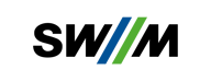 Kundenlogo der Digitalagentur SUNZINET - SWM-Logo in Schwarz, mit blauen und grünen Linien zwischen W und M
