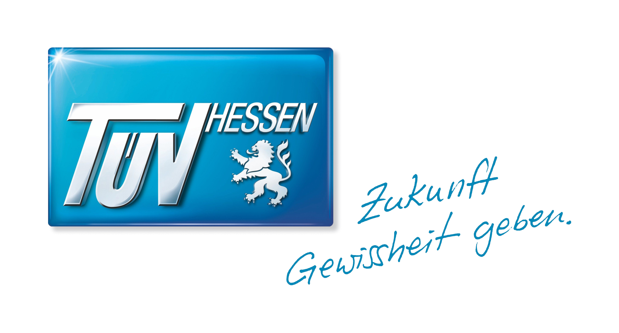 Logo der Dienstleistungsgesellschaft TÜV Hessen mit dem Claim "Zukunt Gewissheit geben"