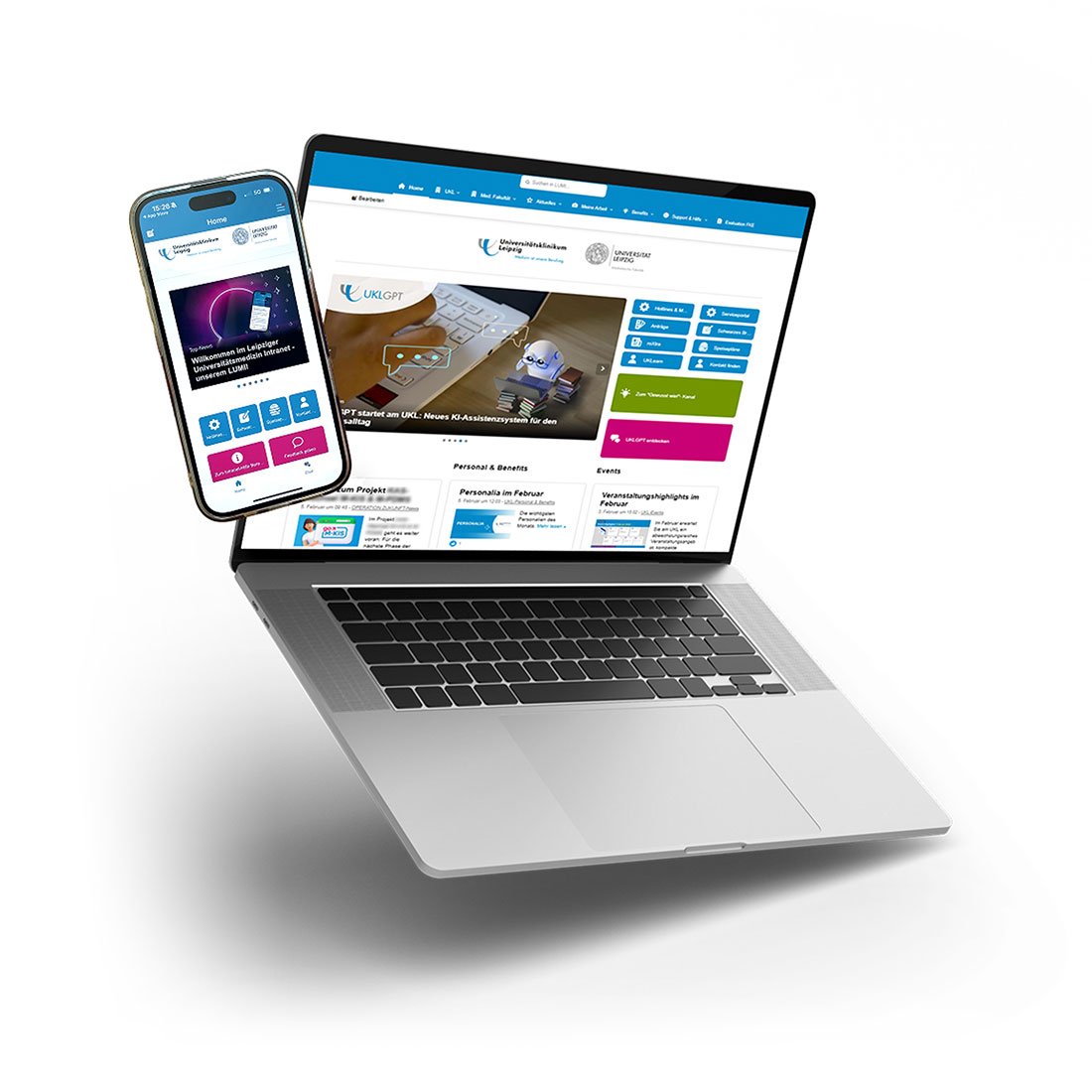 A laptop and a smartphone displaying a website. The laptop screen shows a webpage from 