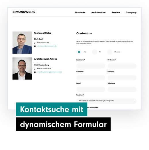 Kontaktsuche mit dynamischem Formular