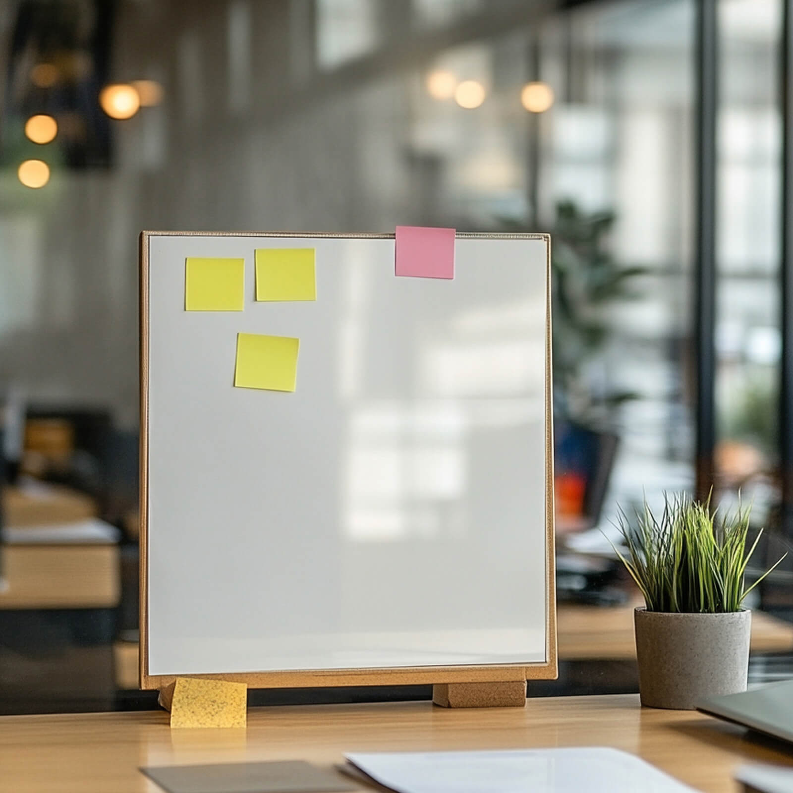 Nahaufnahme einer kleinen Weißwandtafel mit einigen Haftnotizen darauf. | Strategieberatung Marketing und Vertrieb von SUNZINET