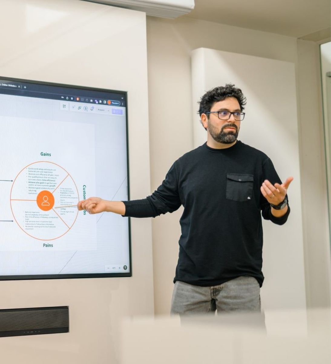 Mann presents results on a dashboard - Headless CMS Website development Agency SUNZINET