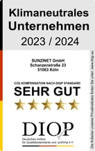 DIOP Klimaneutrales Unternehmen Siegel- digitalagentur SUNZINET