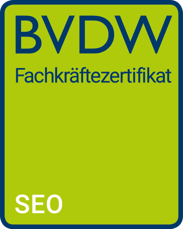 SEO Fachkräftezertifikat des Bundesverband Digitale Wirtschaft BVDW