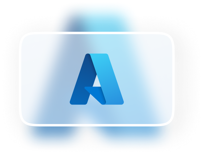 Microsoft Azure logo in blue, centered on a white rounded rectangle with a soft blue glow and shadow. | Azure Agency SUNZINET