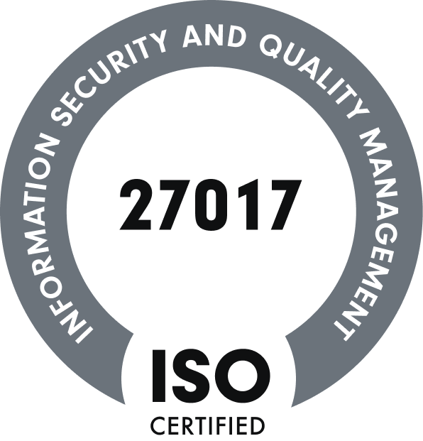 ISO-Zertifizierungssiegel 27017 Ein rundes Siegel mit der Aufschrift „INFORMATION SECURITY AND QUALITY MANAGEMENT“ um den Rand. In der Mitte steht die Zertifizierungsnummer „27017“ sowie die Aufschrift „ISO CERTIFIED“. KI-Suche von SUNZINET