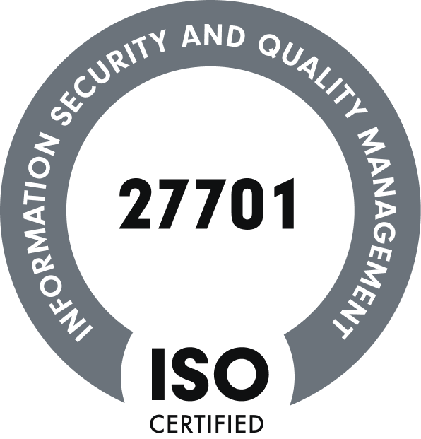ISO-Zertifizierungssiegel 27701 Ein rundes Siegel mit der Aufschrift „INFORMATION SECURITY AND QUALITY MANAGEMENT“ um den Rand. In der Mitte steht die Zertifizierungsnummer „27701“ sowie die Aufschrift „ISO CERTIFIED“. KI-Suche von SUNZINET