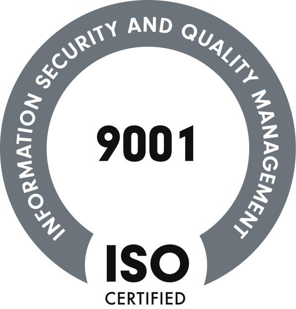 ISO 9001 Zertifizierungssiegel Ein rundes Siegel mit der Aufschrift „INFORMATION SECURITY AND QUALITY MANAGEMENT“ entlang des oberen Randes. In der Mitte steht die Zertifizierungsnummer „9001“. Unten befindet sich die Aufschrift „ISO CERTIFIED“ in schwarzer Schrift auf weißem Hintergrund. KI-Suche von SUNZINET
