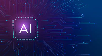 Icon mit AI auf einem blau-lilanem Hintergrund_SUNZINET Digital Agentur