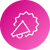 Ein stilisiertes Megafon, das für Marketingmaßnahmen und Kommunikation steht, in einem pinken Kreis.
