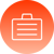 Eine minimalistische Aktentasche in einem orangefarbenen Kreis, die für Vertrieb, Geschäftsentwicklung und Angebote symbolisiert.