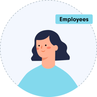Young woman wearing a blue jumper, symbolizing employees of a company | management of change process SUNZINET