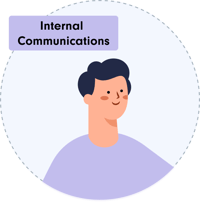 Young man wearing a purple jumper, symbolizing an interal communications team | management of change process SUNZINET