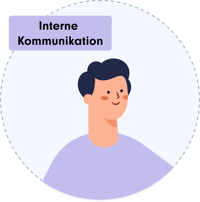 Junger Mann mit lila Pullover, Symbol für ein internes Kommunikationsteam | Change Management Prozess SUNZINET
