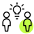 Two people standing on either side of a light bulb, symbolizing mindset change | management of change process SUNZINET