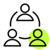 three stylized human figures connected by curved lines, symbolizing structural change | management of change process SUNZINET