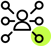 Icon mit einem zentralen Nutzer-Symbol, das durch Linien mit mehreren Kreisen verbunden ist, symbolisiert eine verbesserte Benutzererfahrung durch digitale Barrierefreiheit.