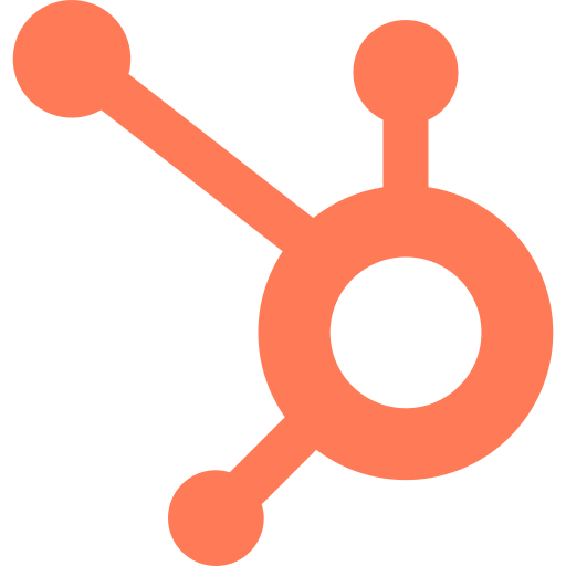 HubSpot Logo, with three lines connceting to three dots, in organge to showacse that SUNZINET is a HubSpot consultation agency