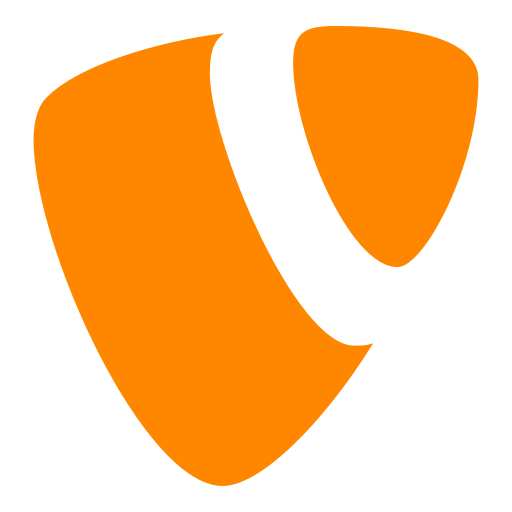 Das TYPO3 CMS-System-Logo sieht aus wie ein umgedrehtes Dreieck mit einem weißen Streifen in Orange, um zu zeigen, dass SUNZINET eine TYPO3 Beratung, Support und umsetzung Agentur ist
