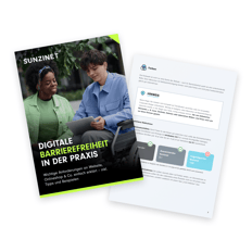 Vorschau auf das Whitepaper von SUNZINET zu digitaler Barrierefreiheit, das wichtige Anforderungen an Websites, Onlineshops und andere digitale Plattformen erklärt. Das Dokument enthält praxisnahe Tipps und Beispiele zur Umsetzung von Barrierefreiheit im digitalen Raum