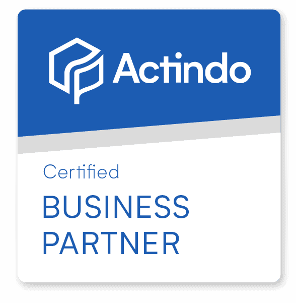 Actindo Certified Business Partner Badge des E-Commerce ERP System aus der Cloud