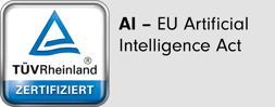 TÜV certification badge for EU Artificial Intelligence act- - AI Knowledge Management ChatBot Development Agency SUNZINET