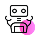 Icon of a robot with a small pink circle in the bottom right corner | data quality and AI SUNZINET