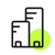 outline of a skyscraper with a small green circle in the bottom right corner. | sales automation SUNZINET
