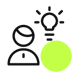 Ein einfaches, einfarbiges Symbol, das einen Mitarbeiter mit einer Glühbirne im Hintergrund darstellt und eine Idee symbolisiert. | GEO in Online-Marketing-Strategie SUNZINET