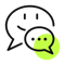 An icon of overlapping speech bubbles, representing communication and user engagement.