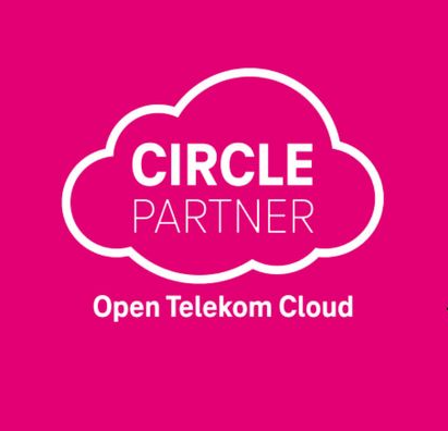 Circle Partner Open Telekom Open Telekom Cloud Logo auf Magenta Hintergrund