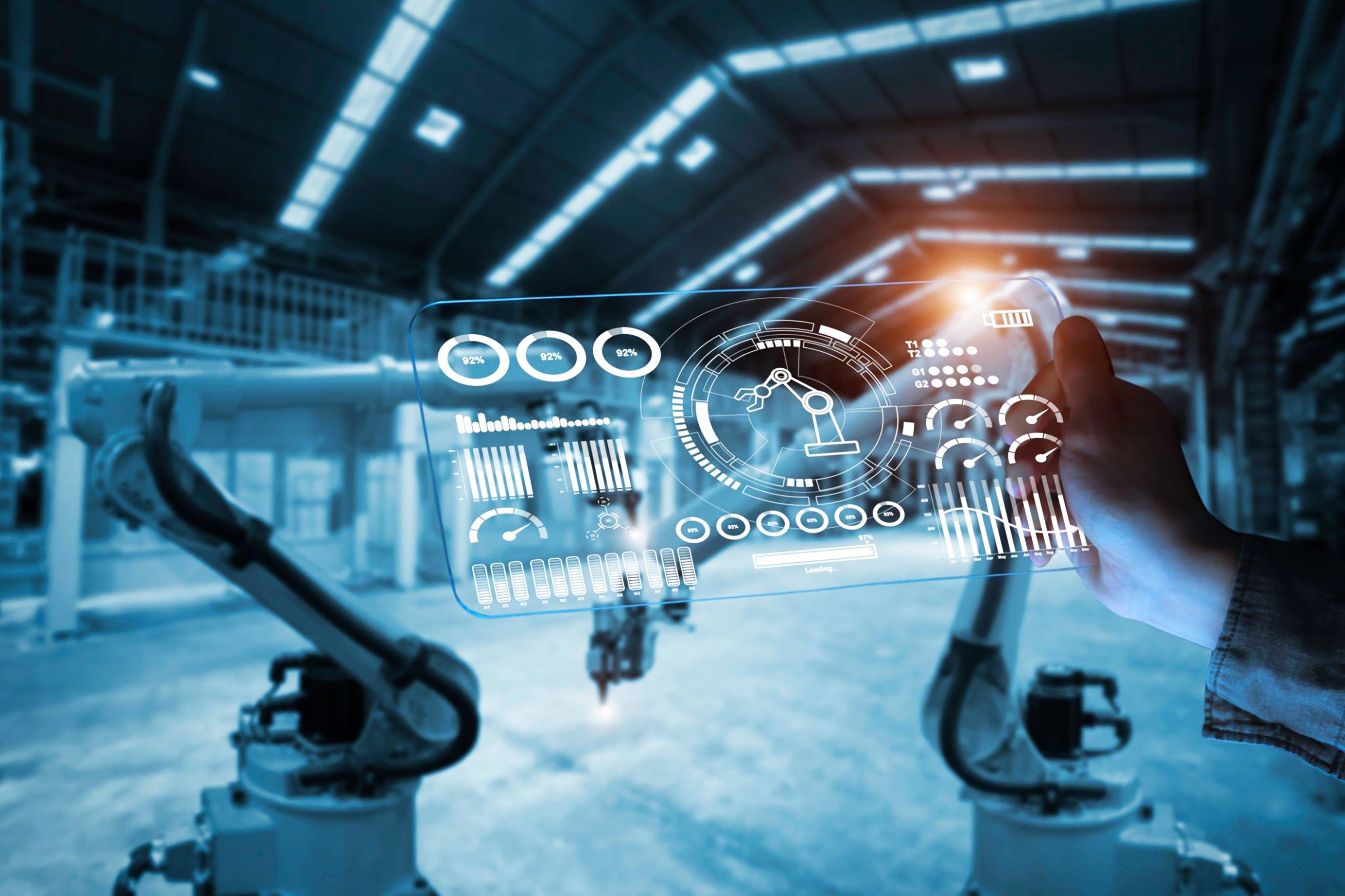robot-is-working-digital-display-with-hand-touching-screen