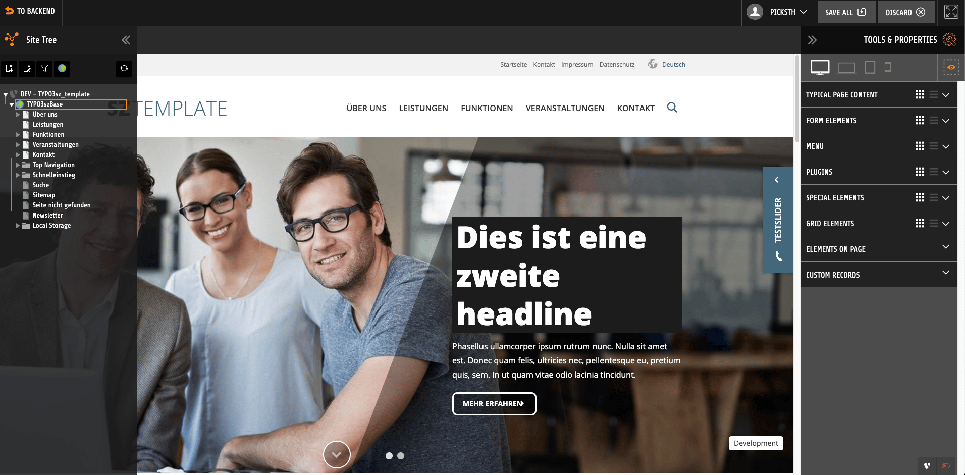 typo3-frontend-editing-screenshot-sunzinet